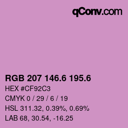 カラーコード: RGB 207 146.6 195.6 | qconv.com