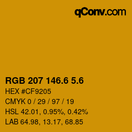 カラーコード: RGB 207 146.6 5.6 | qconv.com