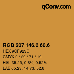 カラーコード: RGB 207 146.6 60.6 | qconv.com