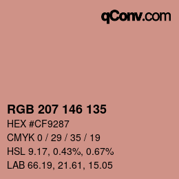 カラーコード: RGB 207 146 135 | qconv.com