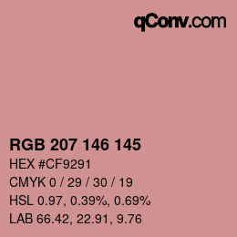 Color code: RGB 207 146 145 | qconv.com