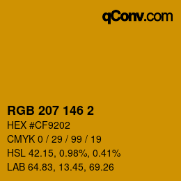 Farbcode: RGB 207 146 2 | qconv.com
