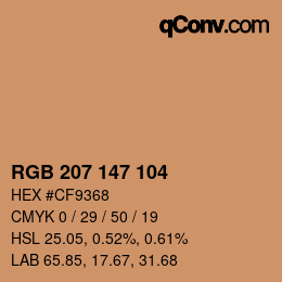 Color code: RGB 207 147 104 | qconv.com