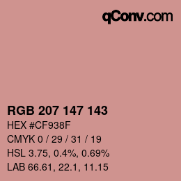 Color code: RGB 207 147 143 | qconv.com