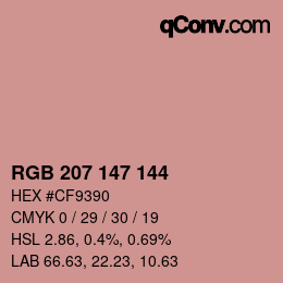Color code: RGB 207 147 144 | qconv.com