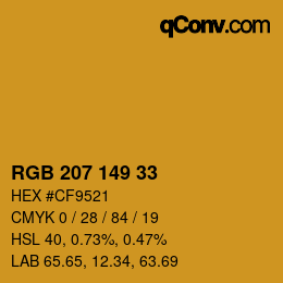 Color code: RGB 207 149 33 | qconv.com