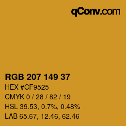 Color code: RGB 207 149 37 | qconv.com