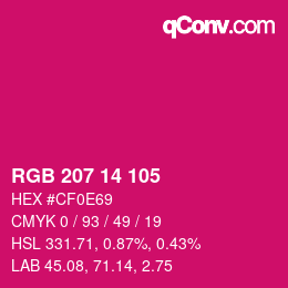 Color code: RGB 207 14 105 | qconv.com