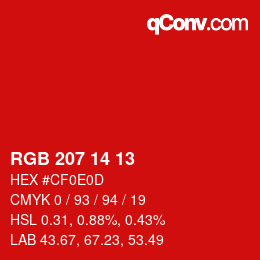 カラーコード: RGB 207 14 13 | qconv.com