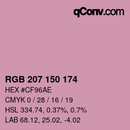 Color code: RGB 207 150 174 | qconv.com