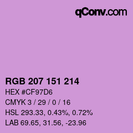 カラーコード: RGB 207 151 214 | qconv.com