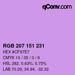 Color code: RGB 207 151 231 | qconv.com