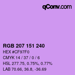 カラーコード: RGB 207 151 240 | qconv.com