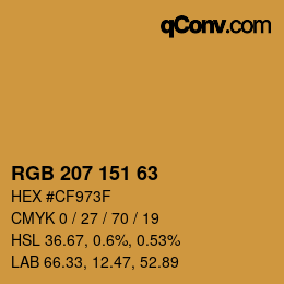 カラーコード: RGB 207 151 63 | qconv.com