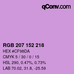 カラーコード: RGB 207 152 218 | qconv.com