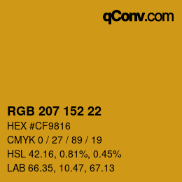 カラーコード: RGB 207 152 22 | qconv.com