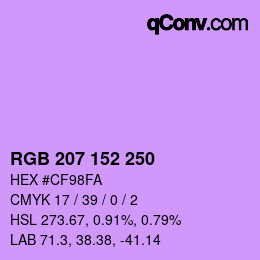 Color code: RGB 207 152 250 | qconv.com