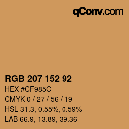 カラーコード: RGB 207 152 92 | qconv.com