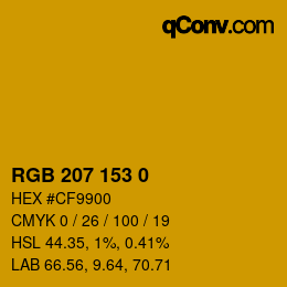 カラーコード: RGB 207 153 0 | qconv.com