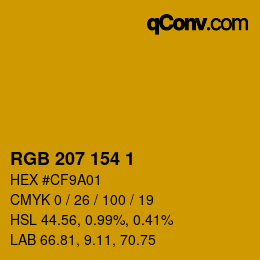 Color code: RGB 207 154 1 | qconv.com
