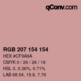 カラーコード: RGB 207 154 154 | qconv.com