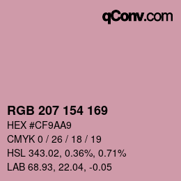 Color code: RGB 207 154 169 | qconv.com