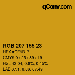颜色代码: RGB 207 155 23 | qconv.com