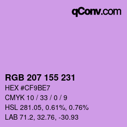 Color code: RGB 207 155 231 | qconv.com