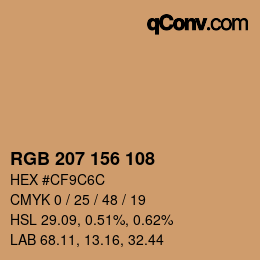 Color code: RGB 207 156 108 | qconv.com