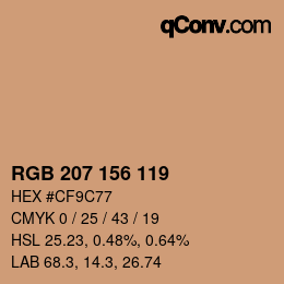 カラーコード: RGB 207 156 119 | qconv.com