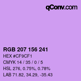 カラーコード: RGB 207 156 241 | qconv.com