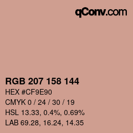 カラーコード: RGB 207 158 144 | qconv.com