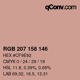 颜色代码: RGB 207 158 146 | qconv.com