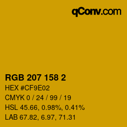 カラーコード: RGB 207 158 2 | qconv.com