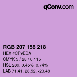 Color code: RGB 207 158 218 | qconv.com