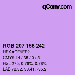 カラーコード: RGB 207 158 242 | qconv.com