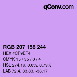 カラーコード: RGB 207 158 244 | qconv.com