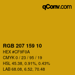 Color code: RGB 207 159 10 | qconv.com