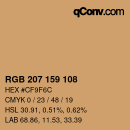 Color code: RGB 207 159 108 | qconv.com