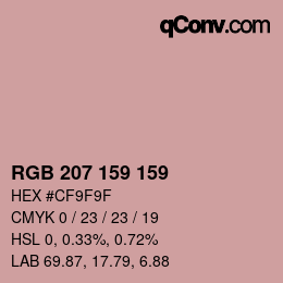 カラーコード: RGB 207 159 159 | qconv.com