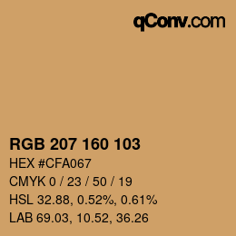 カラーコード: RGB 207 160 103 | qconv.com