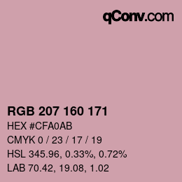 Color code: RGB 207 160 171 | qconv.com