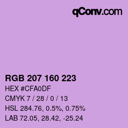 Color code: RGB 207 160 223 | qconv.com