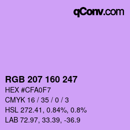 Color code: RGB 207 160 247 | qconv.com