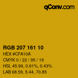 Color code: RGB 207 161 10 | qconv.com