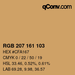 カラーコード: RGB 207 161 103 | qconv.com