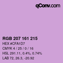 Color code: RGB 207 161 215 | qconv.com