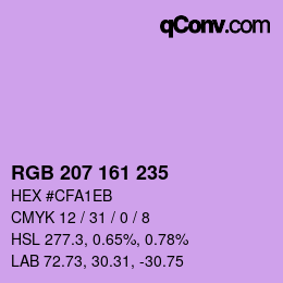 Color code: RGB 207 161 235 | qconv.com