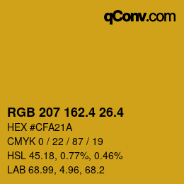 カラーコード: RGB 207 162.4 26.4 | qconv.com