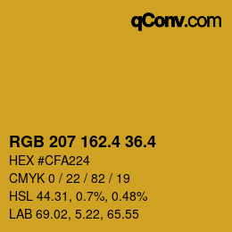 カラーコード: RGB 207 162.4 36.4 | qconv.com